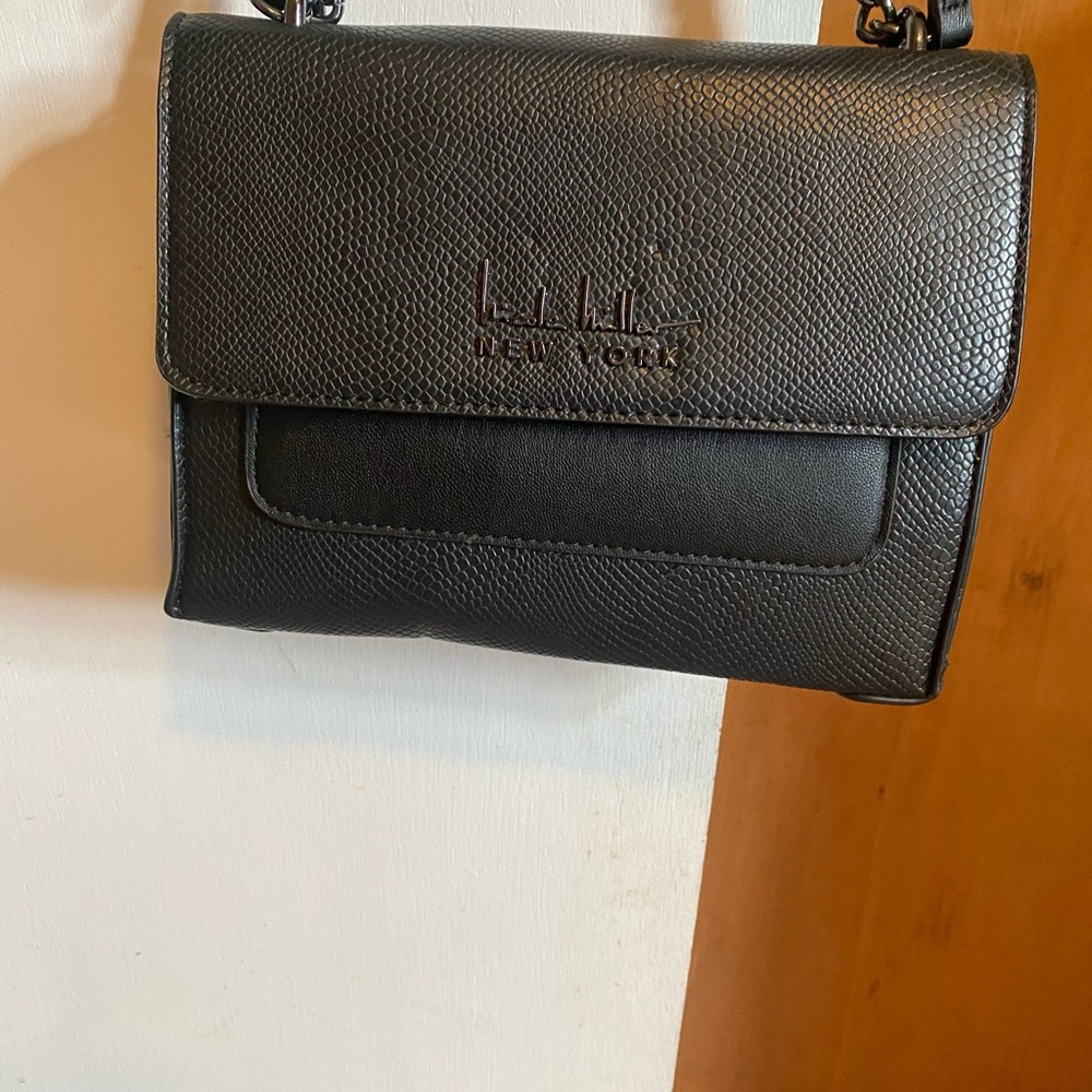Nicole Miller Black Textured Crossbody Bag